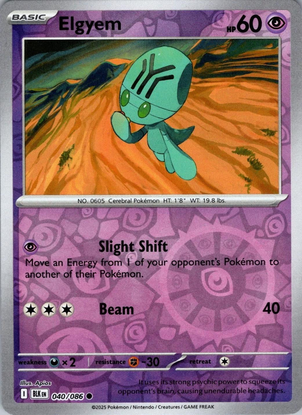 Black Bolt Elgyem #40/86 reverse holo